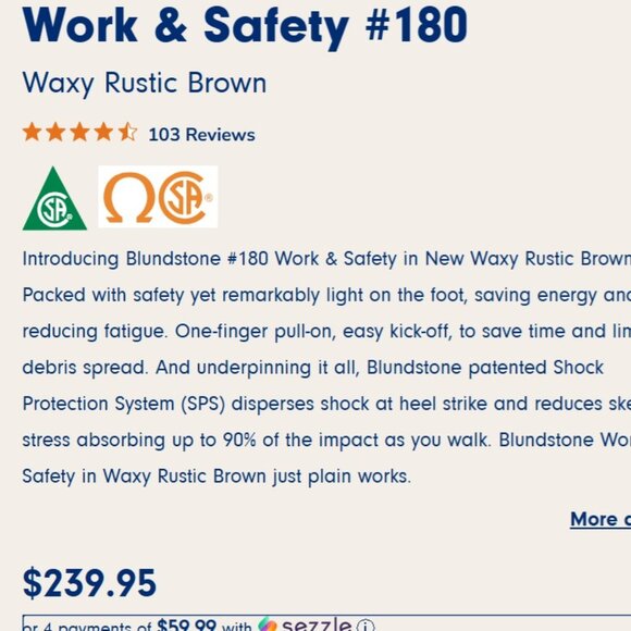 COPY BNIB Blundstone Work & Safety #180 Waxy Rustic Brown, AUS 6, Wmns 9 / Mns 7 - Picture 6 of 6